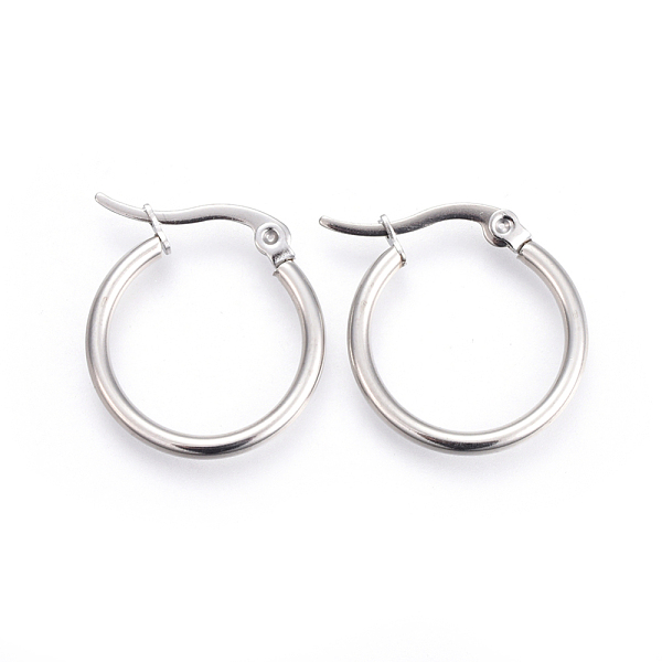 

PandaHall 201 Stainless Steel Hoop Earrings, with 304 Stainless Steel Pin, Hypoallergenic Earrings, Ring Shape, Stainless Steel Color...