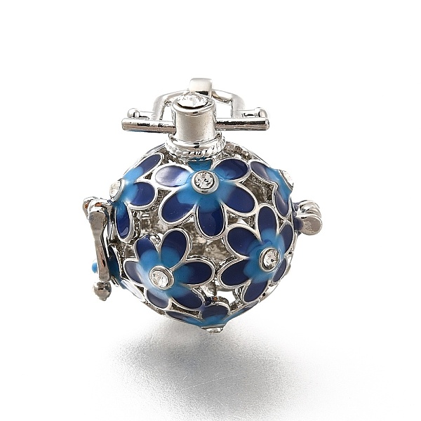 

PandaHall Alloy Crystal Rhinestone Bead Cage Pendants, Hollow Flower Charm, with Enamel, for Chime Ball Pendant Necklaces Making, Platinum..., Clear
