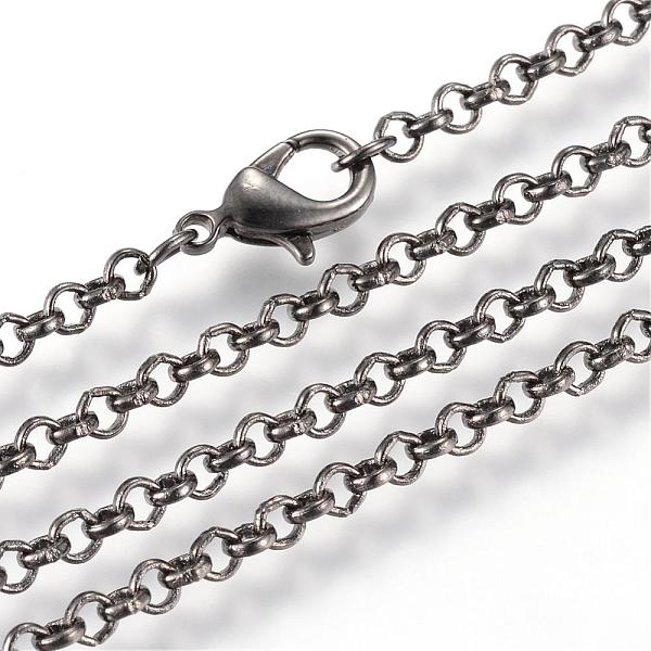 

PandaHall Iron Rolo Chains Necklace Making, with Lobster Clasps, Soldered, Gunmetal, 23.6 inch(60cm) Iron