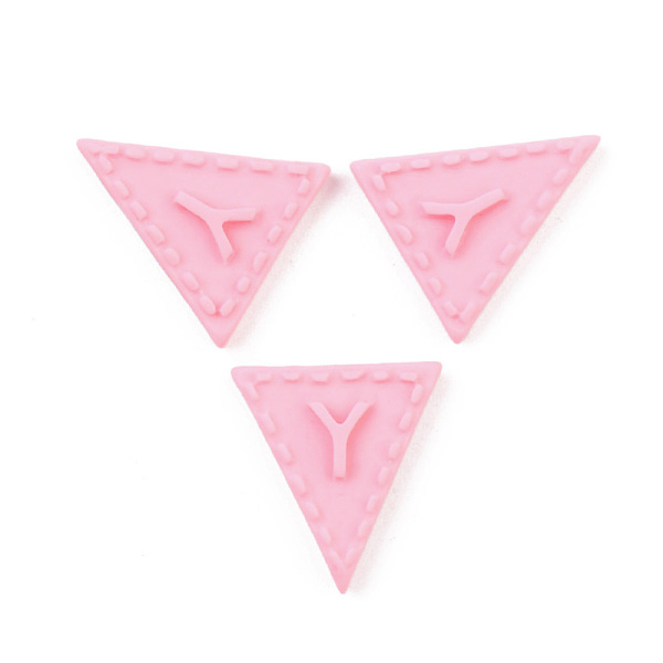 

PandaHall Opaque Resin Cabochons, Triangle with Letter.Y, Pink, 20x18x4.5mm Resin Letter Y Pink