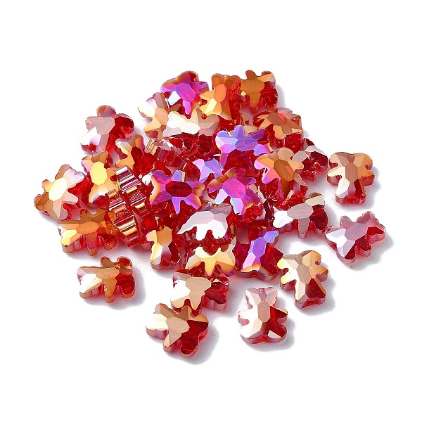 

PandaHall Electroplate Glass Beads, Half Plated, AB Color Plated, Bear, Camellia, 9.5x8.5x4mm, Hole: 1.2mm Glass Bear Pink