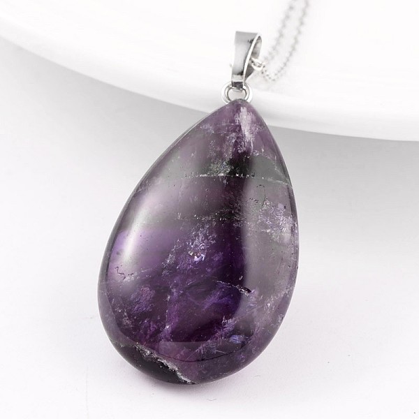 Teardrop Platin Ton Messing Amethyst Anhänger