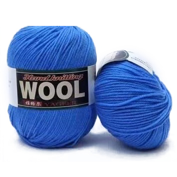 

PandaHall Polyester & Wool Yarn for Sweater Hat, 4-Strands Wool Threads for Knitting Crochet Supplies, Dodger Blue, about 100g/roll...