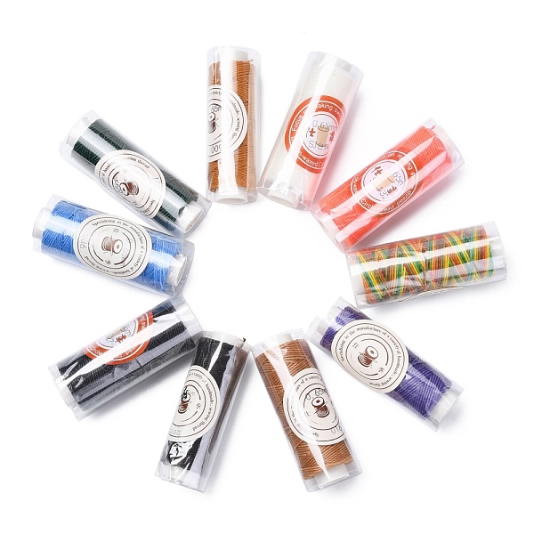 

PandaHall Round Waxed Polyester Twisted Cord, Micro Macrame Cord, for Leather Projects, Bookbinding, Mixed Color, 0.65mm, about 21.87 yards..., Multicolor