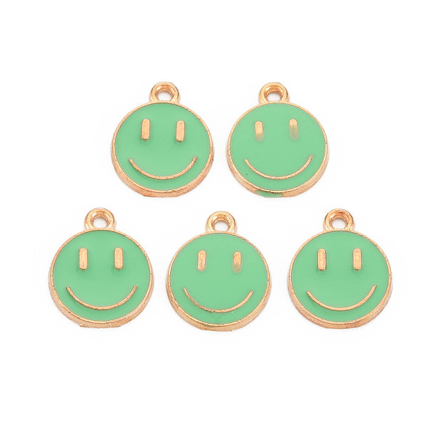 

PandaHall Alloy Enamel Charms, Cadmium Free & Lead Free, Smiling Face, Light Gold, Light Green, 14.5x12x1.5mm, Hole: 1.5mm Alloy+Enamel Flat...