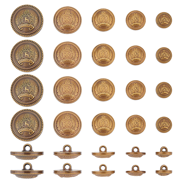 

PandaHall Unicraftale 60Pcs 5 Style Vintage Plastic Shank Button, for Clothing Round Coat Jacket Buttons, Lion Pattern, Antique Bronze...