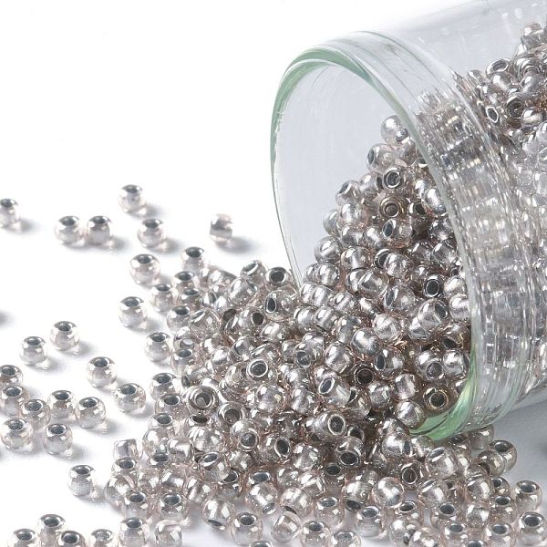 PandaHall TOHO Round Seed Beads, Japanese Seed Beads, (1009) Silver Lined Light Grey Semi Matte, 11/0, 2.2mm, Hole: 0.8mm, about 5555pcs/50g...
