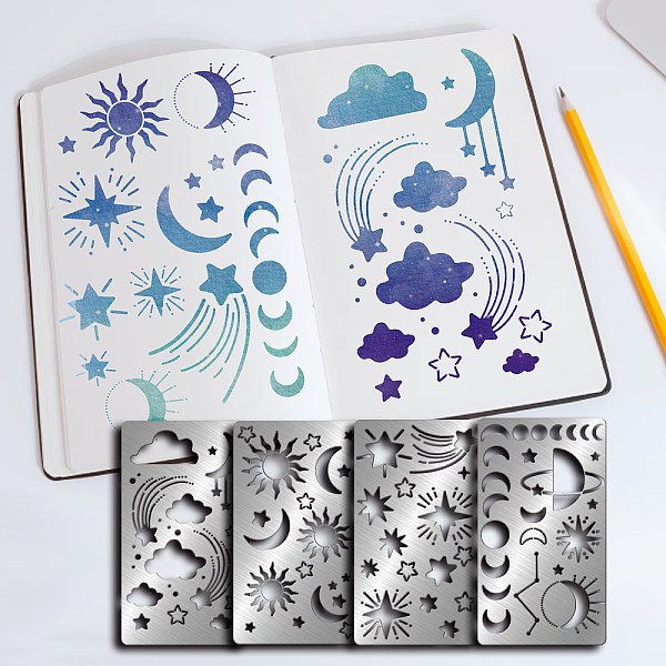 

PandaHall Fingerinspire 4Pcs 4 Style Custom 304 Stainless Steel Cutting Dies Stencils, for DIY Scrapbooking/Photo Album, Decorative...