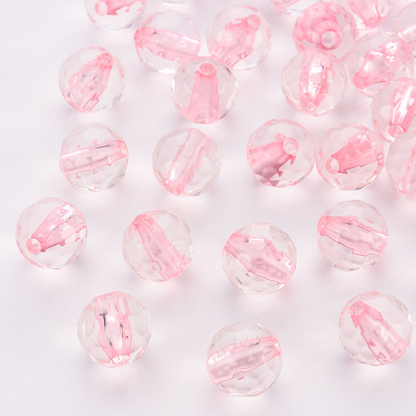

PandaHall Transparent Acrylic Beads, Round, Faceted, Pink, 12x11.5mm, Hole: 1.8mm, about 550pcs/500g Acrylic Round Pink
