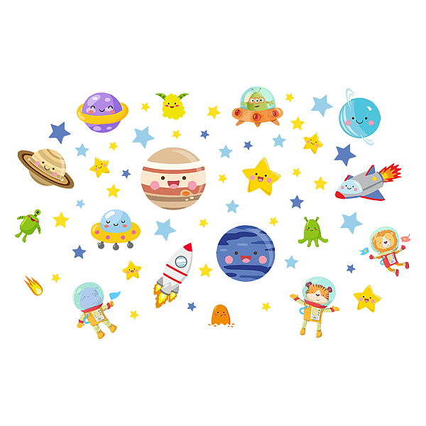 

PandaHall PVC Wall Stickers, Wall Decoration, Planet, 900x390mm, 2pcs/set PVC Planet