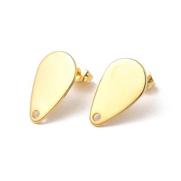 

PandaHall 201 Stainless Steel Stud Earring Findings, with 304 Stainless Steel Pin & Hole & Friction Ear Nuts, Teardrop, Real 24K Gold Plated...