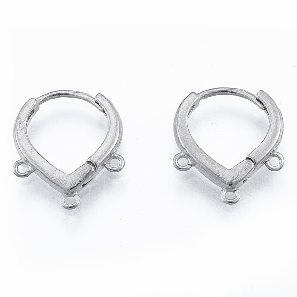 

PandaHall 304 Stainless Steel Hoop Earrings Findings, with Horizontal Loops, Teardrop, Stainless Steel Color, 17.5x15x2.5mm, Hole: 1mm, Pin...