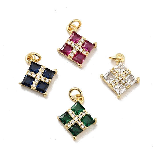

PandaHall Rack Plating Brass Micro Pave Cubic Zirconia Charms, Long-Lasting Plated, Lead Free & Cadmium Free, Rhombus, Real 18K Gold Plated..., Multicolor