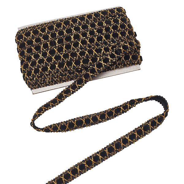 

PandaHall 11 Yards Black Gold Metallic Lace Trim Suede Gimp Braid Trim Ribbon 0.5inch Metallic Edge Trim Decorative Woven Gimp Fringe Trim...
