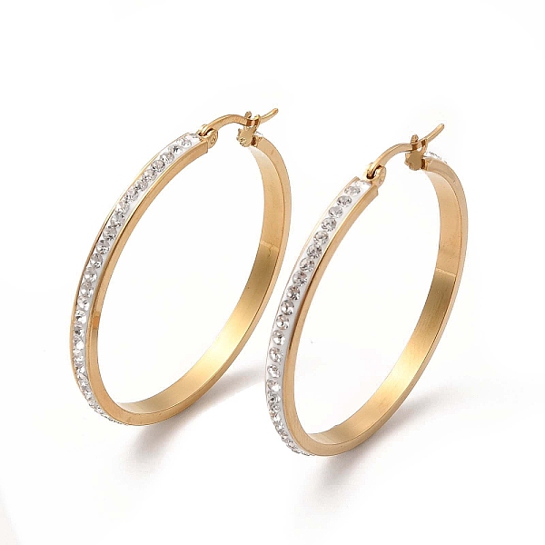 

PandaHall Clear Cubic Zirconia Big Hoop Earrings, 304 Stainless Steel Jewelry for Women, Golden, 43x3mm, Pin: 1~1.3x0.7mm Cubic Zirconia...