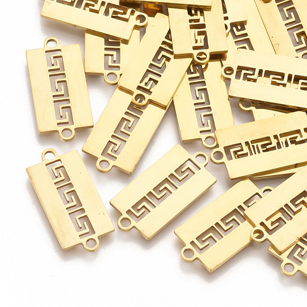 

PandaHall 201 Stainless Steel Links connectors, Laser Cut Links, Rectangle, Golden, 21.5x10x1mm, Hole: 1.8mm 201 Stainless Steel Rectangle