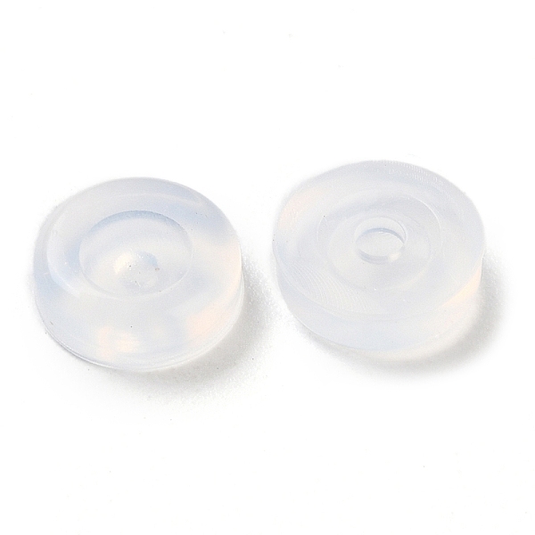 

PandaHall Silicone Ear Nuts, Earring Backs, Flat Round, Clear, 7x2mm, Hole: 1.6mm Silicone Flat Round Clear