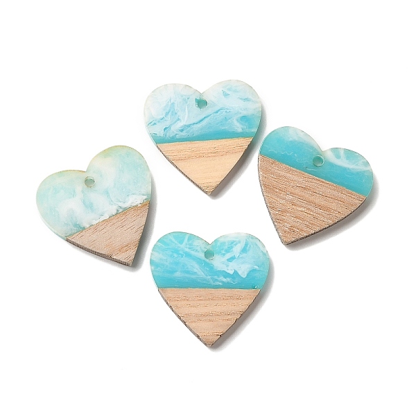 

PandaHall Translucent Resin & Walnut Wood Pendants, Two Tone, Geometric Charms, Light Sky Blue, Heart, 24x25x3.5mm, Hole: 2mm Resin+Wood...