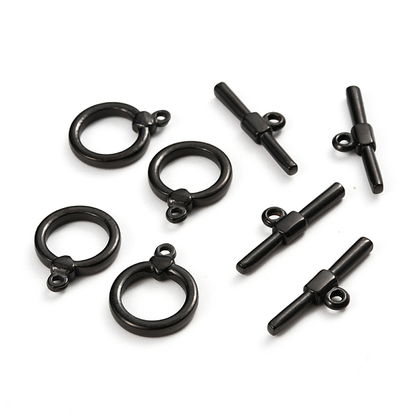 

PandaHall 304 Stainless Steel Toggle Clasps, Ring, Electrophoresis Black, Ring: 18x14x3mm, Hole: 1.5mm, Bar: 23.5x7x3, Hole: 1.8mm 304...