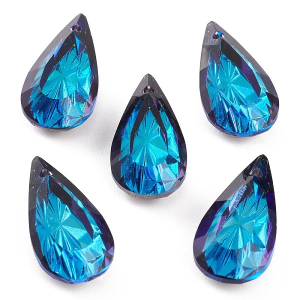 

PandaHall Embossed Glass Rhinestone Pendants, Teardrop, Faceted, Bermuda Blue, 20x10x5.5mm, Hole: 1.5mm Glass Teardrop Blue