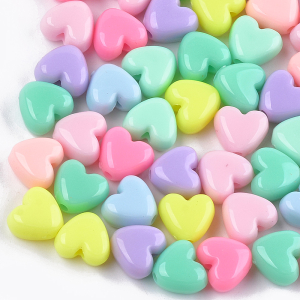 

PandaHall Acrylic Beads, Heart, Mixed Color, 9.5x10.5x6mm, Hole: 2mm, about 1250pcs/500g Acrylic Heart Multicolor
