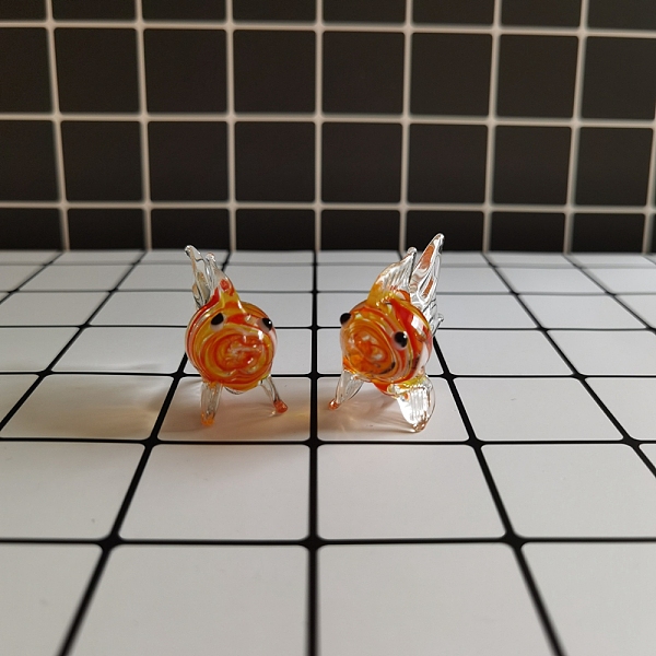 

PandaHall Miniature Fish Figurine Display Decorations, for Home Decoration, Orange Red, 50mm Lampwork Fish