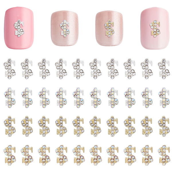 

PandaHall SUPERFINDINGS 40Pcs 4 Style Alloy Rhinestone Cabochons, Nail Art Decoration Accessories for Women, Dollar Sign, Mixed Color..., Multicolor
