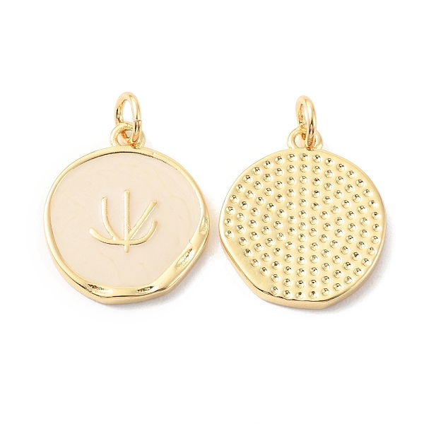 

PandaHall Rack Plating Brass Pendants with Jump Ring, with Enamel, Long-Lasting Real 18K Gold Plated, Cadmium Free & Lead Free, Flat Round...
