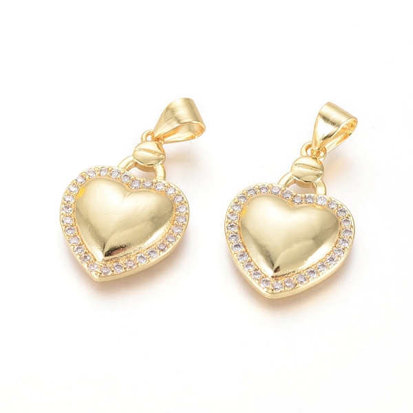 

PandaHall Brass Micro Pave Cubic Zirconia Pendants, Long-Lasting Plated, Heart, Golden, 21x14x3mm, Hole: 5x3mm Brass+Cubic Zirconia Heart..., Clear