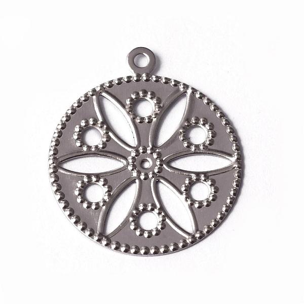 

PandaHall 201 Stainless Steel Filigree Pendants, Flat Round, Stainless Steel Color, 22x19x0.6mm, Hole: 1mm 201 Stainless Steel Flat Round