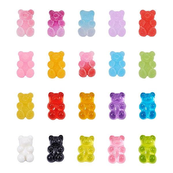 

PandaHall 100Pcs 20 Colors Flatback Resin Cabochons, Bear, Mixed Color, 5pcs/color Resin Bear Multicolor