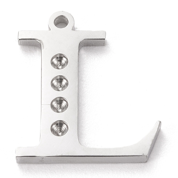 

PandaHall 304 Stainless Steel Letter Pendant Rhinestone Settings, Stainless Steel Color, Letter.L, L: 15x13x1.5mm, Hole: 1.2mm, Fit for...