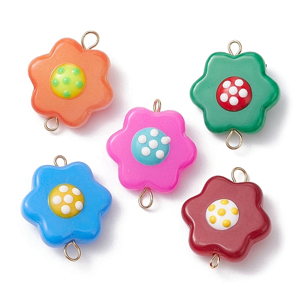 

PandaHall Glass Enamel Flower Connector Charms, with Golden Tone 304 Stainless Steel Double Loops, Mixed Color, 24x19.5x4.5mm, Hole: 2.5mm..., Multicolor