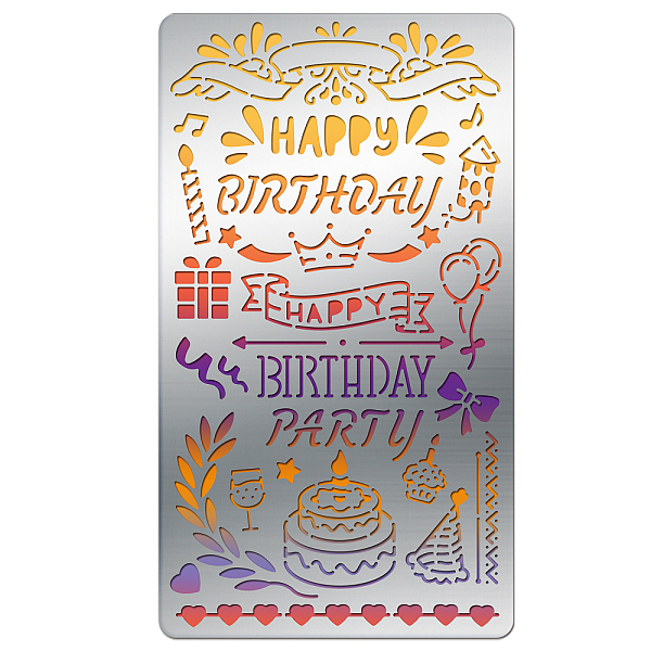 

PandaHall BENECREAT 7x4 Inch Birthday Theme Metal Stencils Stainless Steel Painting Stencils for Wood Carving, Drawings and Woodburning...