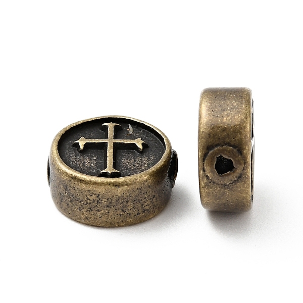 

PandaHall 304 Stainless Steel Beads, Flat Round with Cross, Antique Bronze, 10.5x4.5mm, Hole: 1.6mm 304 Stainless Steel Flat Round