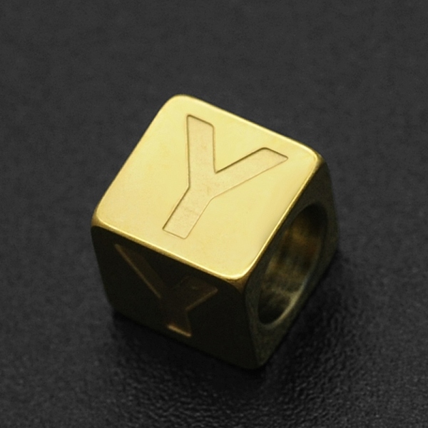 

PandaHall 201 Stainless Steel European Beads, Large Hole Beads, Horizontal Hole, Cube, Golden, Letter.Y, 7x7x7mm, Hole: 5mm 201 Stainless...