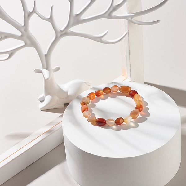 

PandaHall Dyed Natural Carnelian(Dyed) Nuggets Beads Stretch Bracelet, Reiki Bracelet for Children, Inner Diameter: 1-7/8 inch(4.7cm) Red...