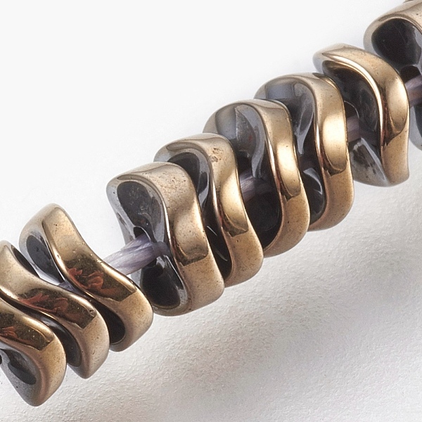 

PandaHall Electroplated Non-magnetic Synthetic Hematite Bead Strand, Wavy Disc, Antique Bronze Plated, 4x1.5mm, Hole: 0.8mm, about...