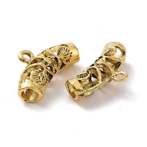 

PandaHall Tibetan Style Alloy Tube Bails, Loop Bails, Curved Tube with Leaf, Antique Golden, 24.5x13x7mm, Hole: 1.8mm, Inner Diameter...