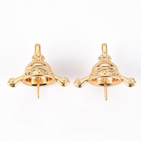 

PandaHall Brass Peg Bails, Hat, Nickel Free, Real 18K Gold Plated, 17x18x9.5mm, Hole: 4.5x3mm, Pin: 0.5mm Brass