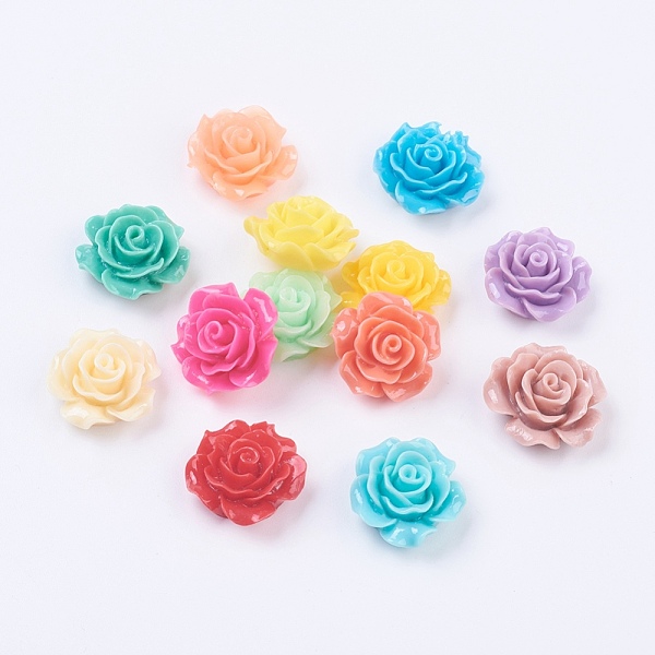 

PandaHall Resin Cabochons, Flower, Mixed Color, 18~20x9mm Resin Flower Multicolor