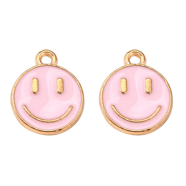 

PandaHall Alloy Enamel Charms, Cadmium Free & Lead Free, Smiling Face, Light Gold, Pearl Pink, 14.5x12x1.5mm, Hole: 1.5mm Alloy+Enamel Flat...