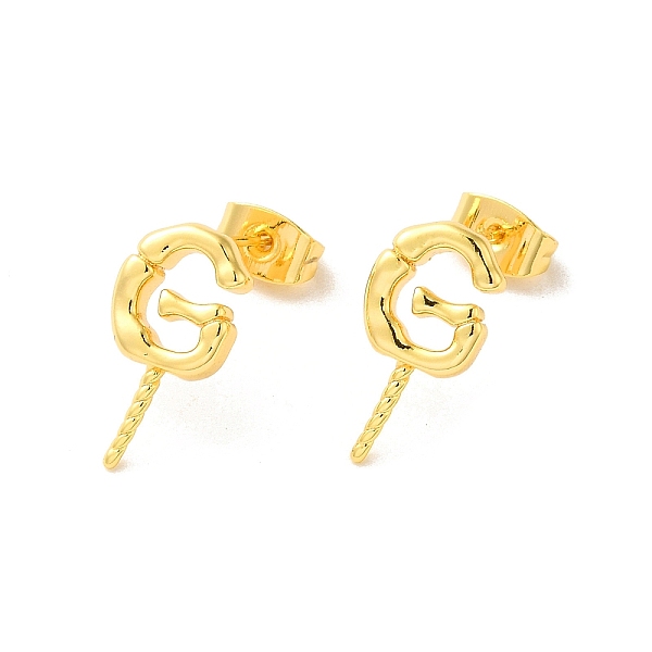 

PandaHall Brass Stud Earrings Findings, Letter G, for Half Drilled Beads, Real 18K Gold Plated, 15.5x8mm, Pin: 11x0.8mm and 1mm Brass Letter...