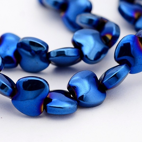 

PandaHall Electroplate Non-magnetic Synthetic Hematite Bead Strands, Apple, Blue Plated, 5x6x3mm, Hole: 1mm, about 77pcs/strand, 15.7 inch...