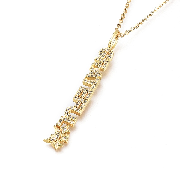 

PandaHall Brass Micro Pave Clear Cubic Zirconia Pendant Necklaces, with 304 Stainless Steel Cable Chains, Word Grateful, Golden, 19.29 inch...