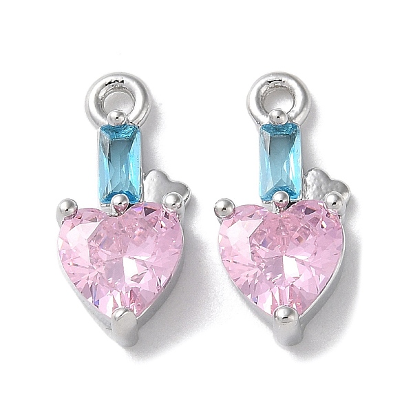 

PandaHall Brass Micro Pave Cubic Zirconia Charms, Heart Charms, Platinum, 14x6x4mm, Hole: 1.3mm Brass+Cubic Zirconia Heart