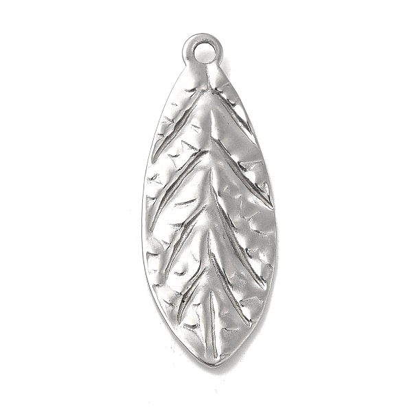 

PandaHall Textured 304 Stainless Steel Pendants, Leaf Charms, Stainless Steel Color, 40x15x1mm, Hole: 2.5mm 304 Stainless Steel Leaf