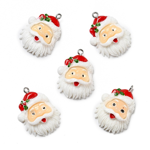 

PandaHall Opaque Resin Pendants, with Platinum Tone Iron Loops, Christmas Theme, Santa Claus, White, 31x23x7.5mm, Hole: 1.8mm Iron+Resin...