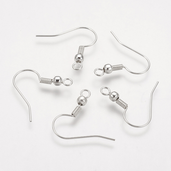 

PandaHall Brass Earring Hooks, with Beads and Horizontal Loop, Nickel Free, Platinum, 19mm, Hole: 1.5mm, 21 Gauge, Pin: 0.7mm Brass