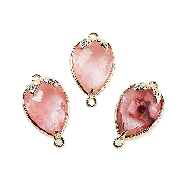 

PandaHall Cherry Quartz Glass Faceted Teardrop Connector Charms, Brass Strawberry Links, Golden, 20x11.5x5mm, Hole: 1.2mm Cherry Quartz...